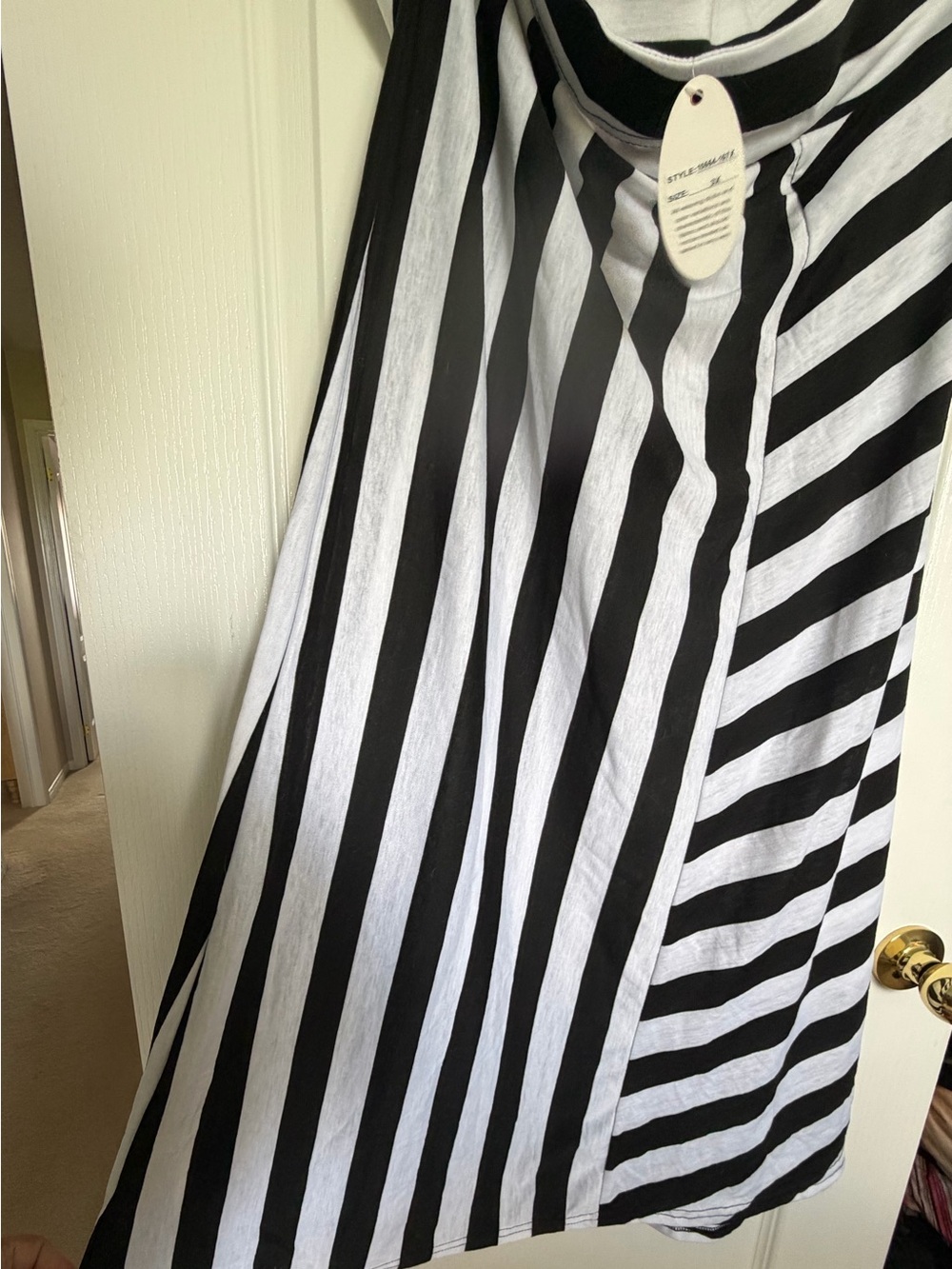 Black and White Striped A-Line Maxi